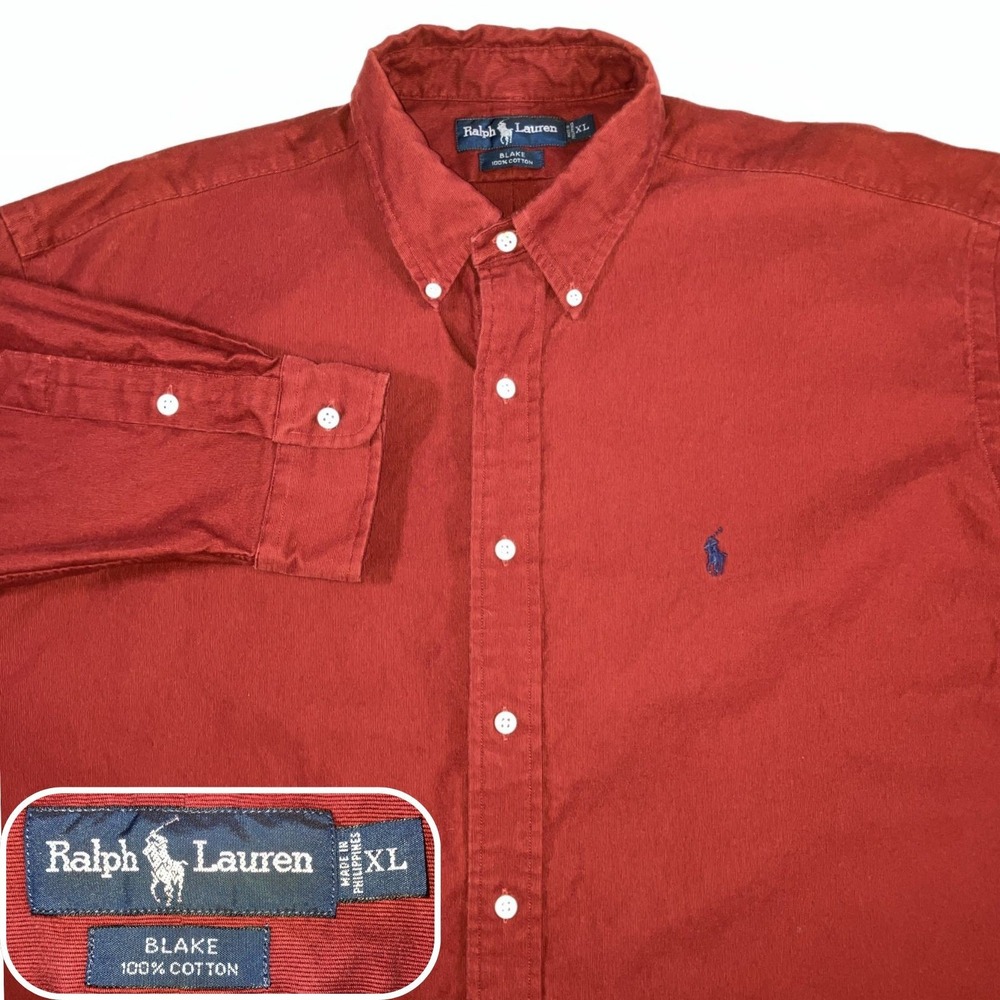 Vintage Polo Ralph Lauren Blake Mens XL Red Pinwale Corduroy Relaxed Fit